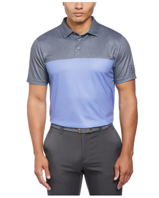 PGA Tour Airflux Birdseye Block Print Short-Sleeve Golf Polo Shirt