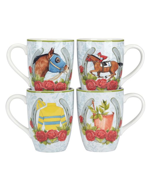 Certified International Derby Day the Races Set of 4 Mugs