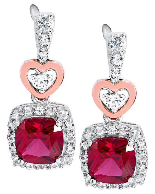Macy's 14K Rose Gold Plated Heart Earrings Sterling Silver