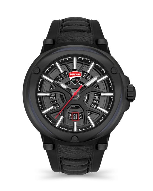 Ducati Corse Quartz Genuine Leather Silicone Watch 49mm