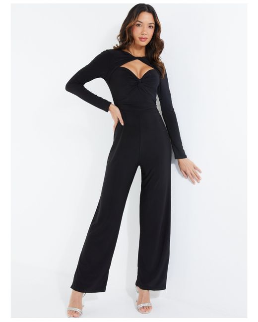 Quiz Ity Jumpsuit With Keyhole Neck And Long Sleeves