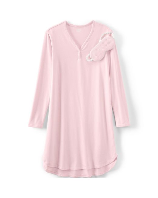 Lands' End Cozy Gown Sleep Set Sleeping and Mask
