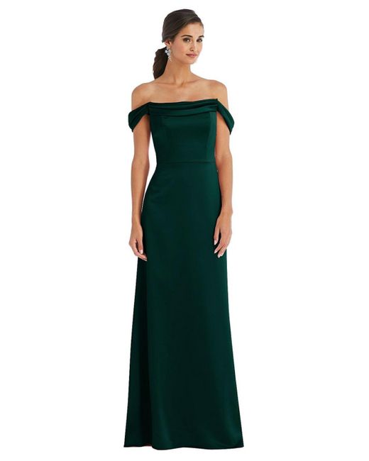 Dessy Collection Draped Pleat Off-the-Shoulder Maxi Dress