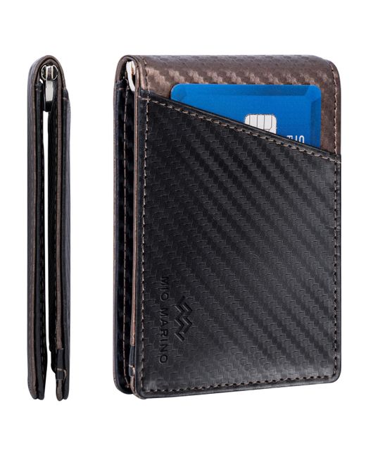 Mio Marino Slim Bifold Wallet with Quick Access Pull Tab brown