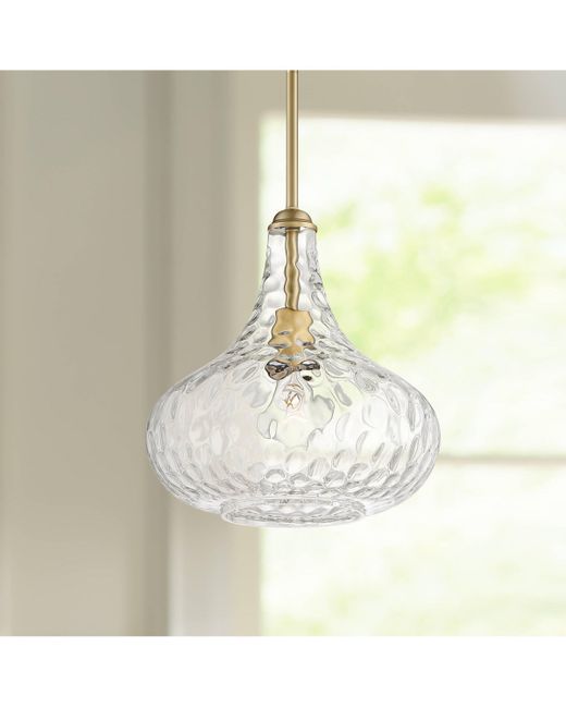 360 Lighting Cora Plated Mini Pendant Lighting 11 1/2 Wide Modern Clear Glass Shade Fixture for Dining Room House Entryway Bedroom Kitchen Island Hallway Hig