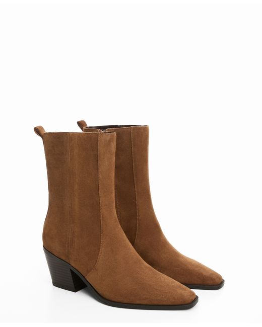 Mango Heel Suede Ankle Boots