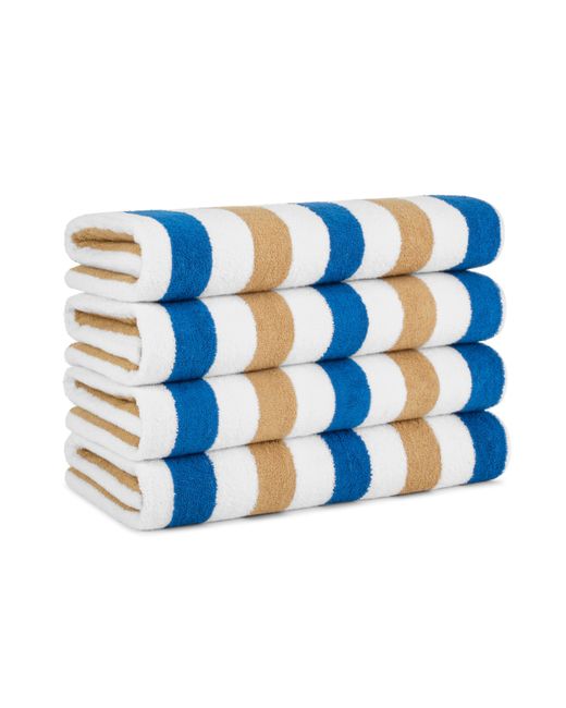 Arkwright Home Cabo Cabana Beach Towel 4-Pack 30x70 Soft Ringspun Cotton Alternating Stripe Colors Oversized Pool beige
