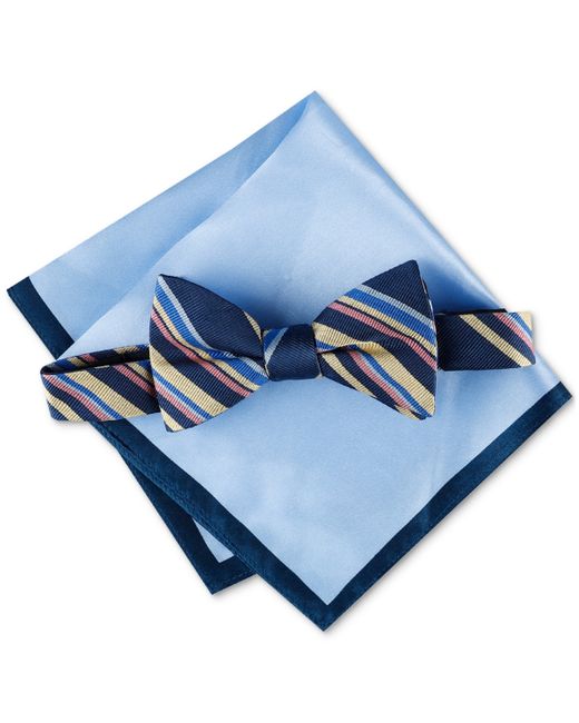 Tommy Hilfiger Stripe Bow Tie Solid Pocket Square Set