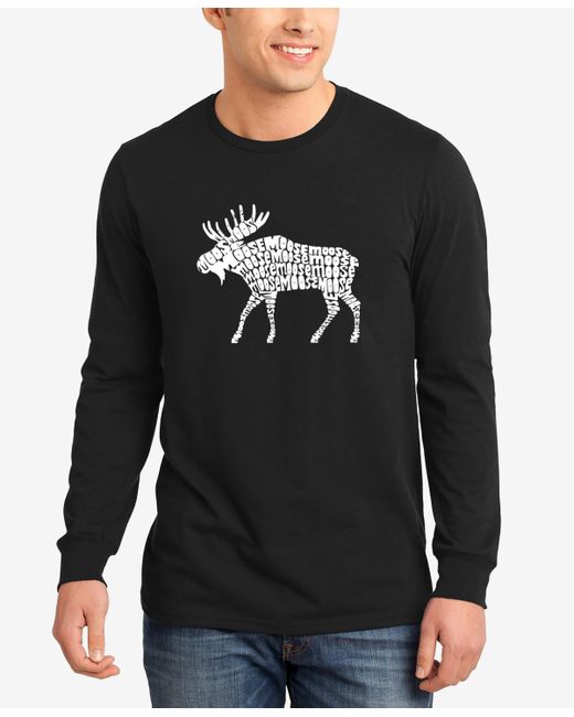 La Pop Art Moose Word Art Long Sleeve T-shirt
