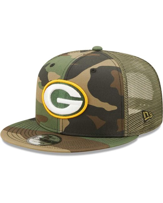 New Era Olive Bay Packers Trucker 9Fifty Snapback Hat