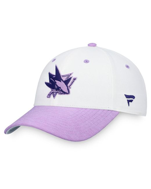 Fanatics Purple San Jose Sharks Authentic Pro Hockey Fights Cancer Snapback Hat Red