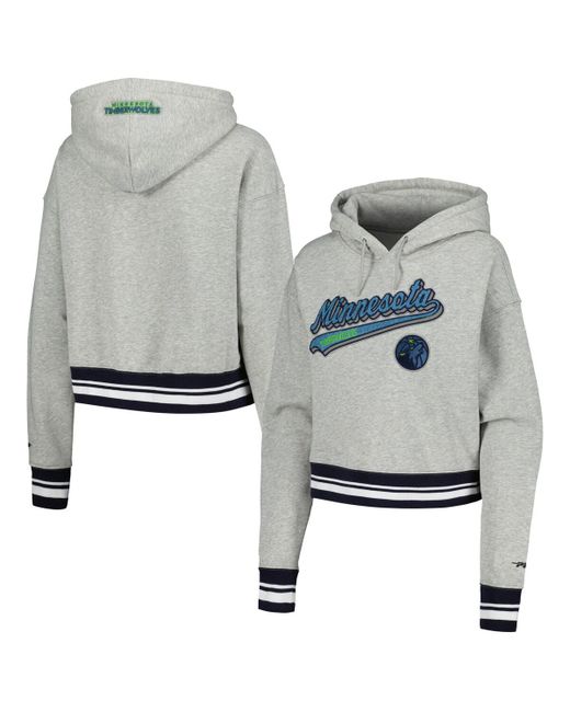 Pro Standard Minnesota Timberwolves Script Tail Cropped Pullover Hoodie