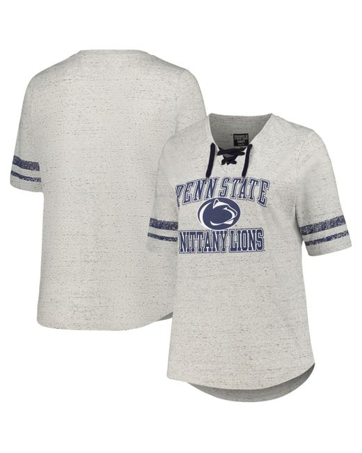Profile Penn State Nittany Lions Plus Striped Lace-Up T-shirt