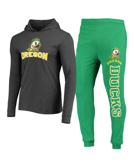 Concepts Sport Heather Charcoal Oregon Ducks Meter Long Sleeve Hoodie T-shirt and Jogger Pajama Set