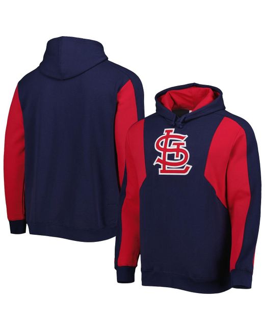 Mitchell & Ness Red St. Louis Cardinals Colorblocked Fleece Pullover Hoodie