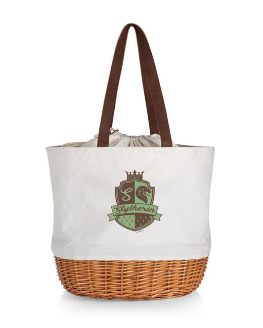 Picnic Time Harry Potter Slytherin Coronado Canvas and Willow Basket Tote