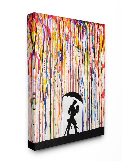 Stupell Industries Melting Colors Rainbow Rain Drops Umbrella Dancing Silhouette Stretched Wall Art 24 L x 30 H