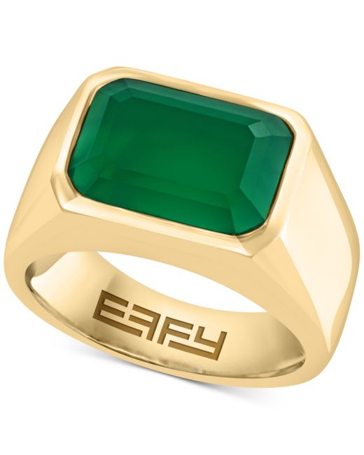 Effy Collection Effy Green Onyx Solitaire Ring Gold-Plated Sterling