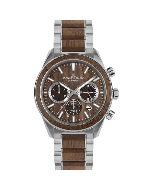 Jacques Lemans Eco Power Watch with Solid Stainless Steel Inlay Strap Chronograph 1-2115