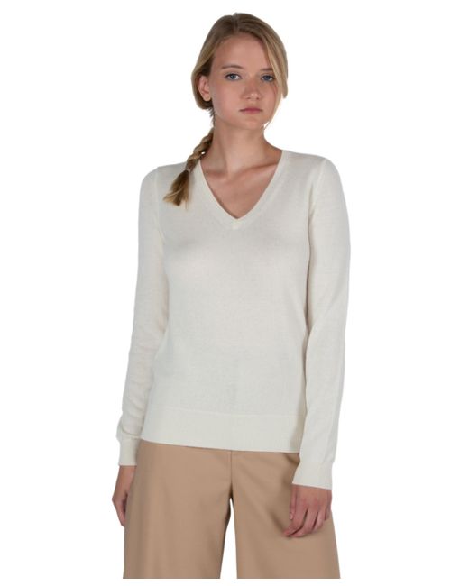 Jennie Liu 100 Pure Cashmere Long Sleeve Pullover V Neck Sweater