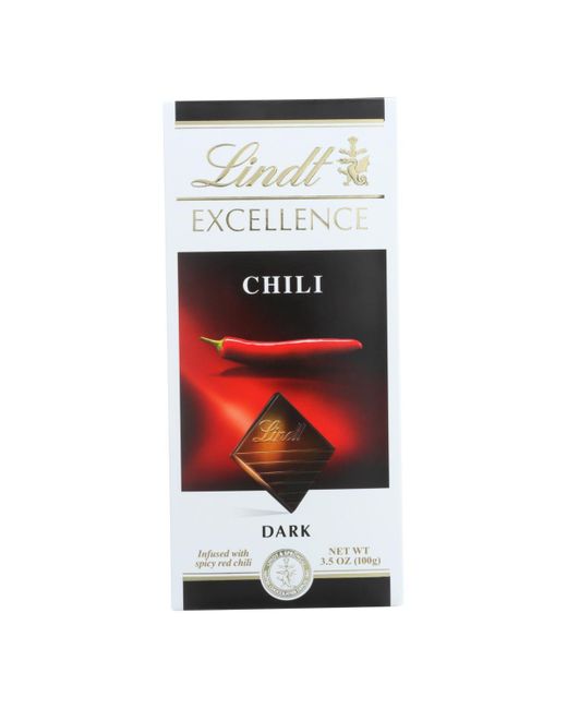 Lindt Chocolate Bar Dark 47 Percent Cocoa Excellence Chili 3.5 oz Bars Case of 12
