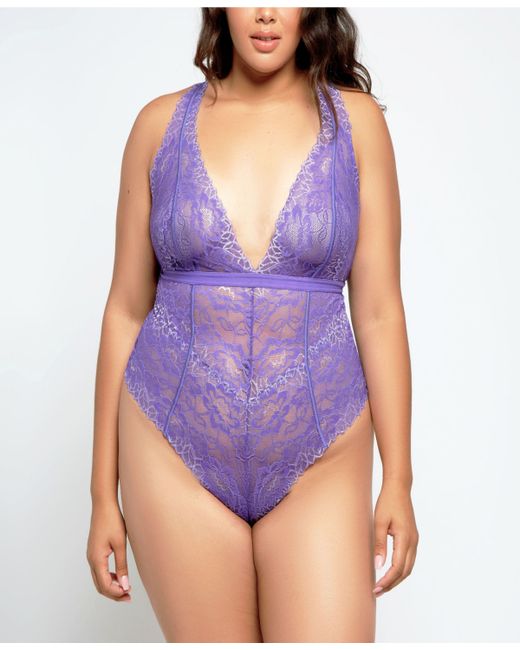 iCollection Eva Two Toned Stretch Lace Bodysuit Lingerie