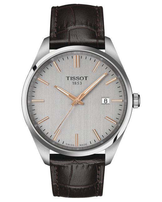 Tissot Swiss Pr 100 Brown Leather Strap Watch 40mm