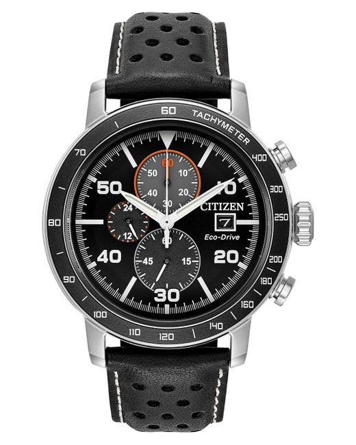 Citizen Eco-Drive Chronograph Leather Strap Watch 44mm