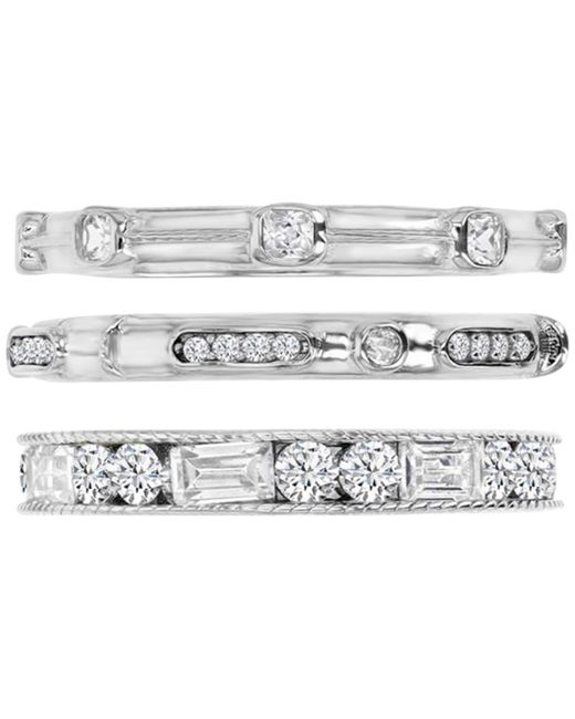 Macy's 3-Pc. Set Cubic Zirconia Round Baguette Polished Stack Rings