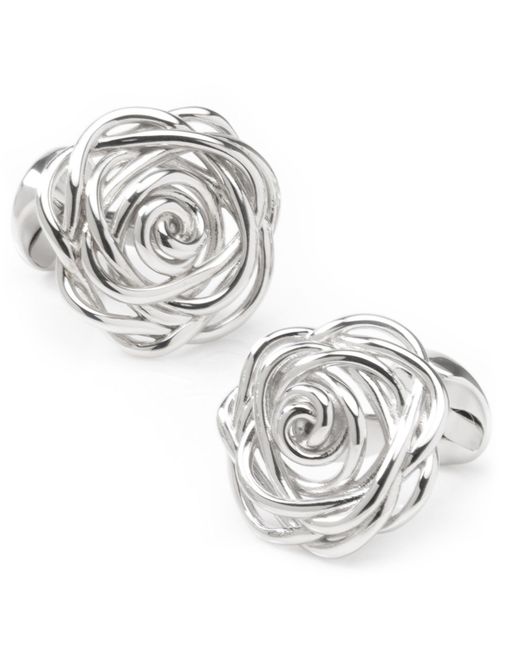 Ox & Bull Trading Co. Sterling Rhodium Plated Rose Cufflinks