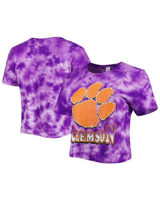 Zoozatz Clemson Tigers Cloud-Dye Cropped T-shirt