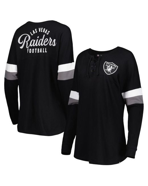 New Era Las Vegas Raiders Athletic Varsity Lace-Up Long Sleeve T-shirt