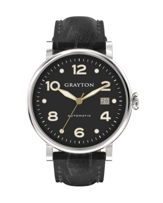 Grayton Classic Collection Crocodile-Embossed Leather Strap Watch 44mm
