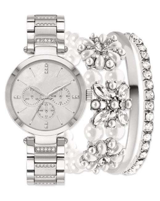 Jessica Carlyle Tone Metal Alloy Bracelet Watch 34mm Gift Set