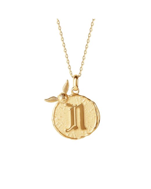 Harry Potter Wizarding World Snitch Initial Gold Plated Pendant Necklace 18