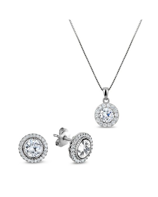 Club Rochelier 5A Cubic Zirconia Round Pendant Necklace and Earrings Set
