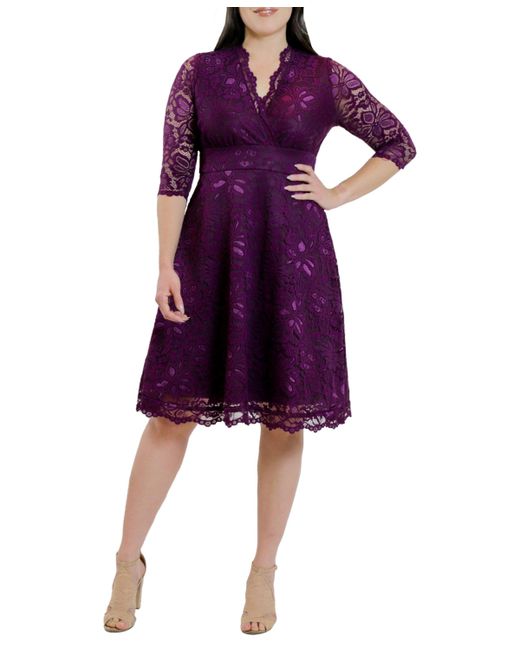 Kiyonna Mademoiselle Lace Cocktail Dress with Sleeves