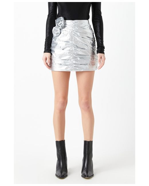 Grey Lab Shirring Mini Skirt