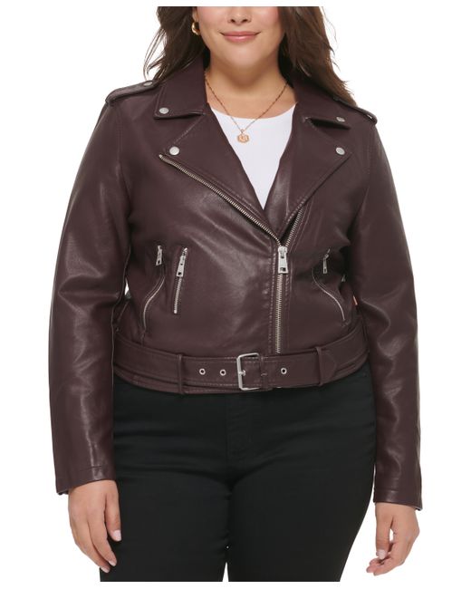 Levi's Plus Faux Leather Belted Motorcycle Jacket