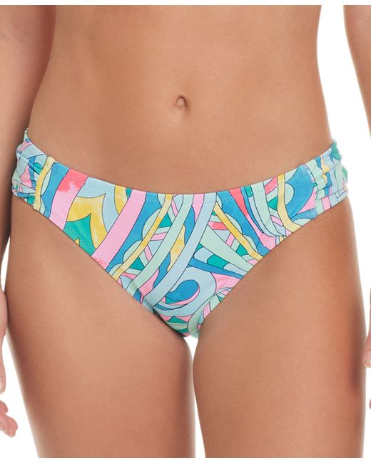 Jessica Simpson Ruched-Side Multicolor-Print Bottom