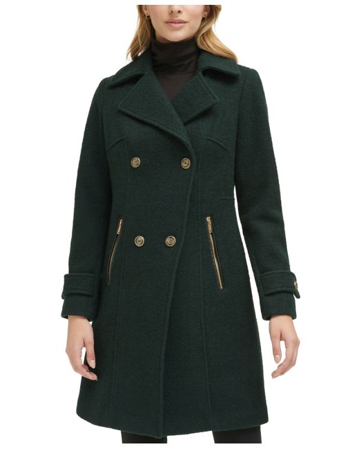 Guess Petite Notched-Collar Double-Breasted Cutaway Coat