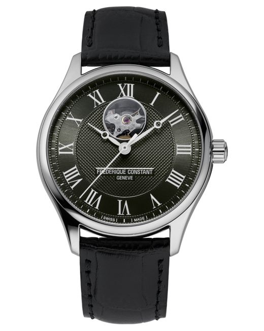 Frederique Constant Swiss Automatic Classics Heart Beat Black Leather Strap Watch 40mm