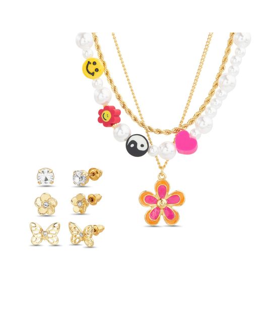 Kensie Colorful Flower and Butterfly Necklace Earring Set
