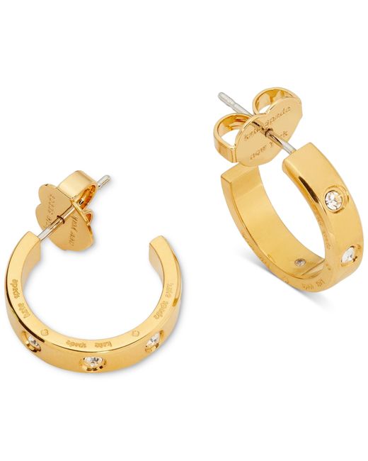 Kate Spade New York Gold-Tone Small Pave Huggie Hoop Earrings 1 Gold