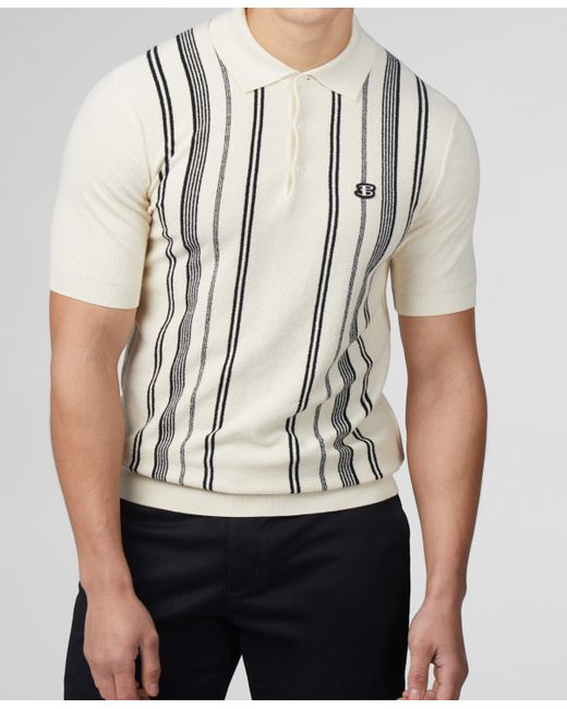 Ben Sherman Crinkle Cotton Stripe Polo Shirt