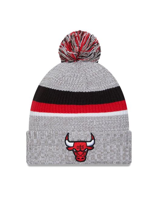 New Era Chicago Bulls Stripes Cuffed Knit Hat with Pom