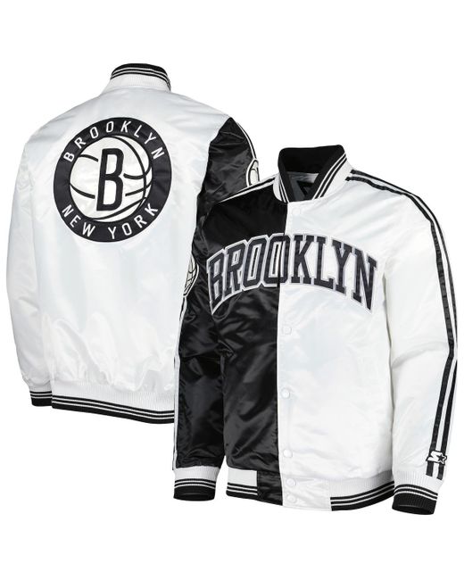 Starter White Brooklyn Nets Fast Break Satin Full-Snap Jacket
