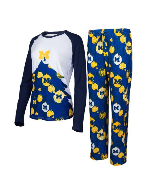 Concepts Sport Michigan Wolverines Tinsel Ugly Sweater Long Sleeve T-shirt and Pants Sleep Set