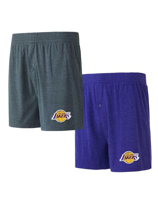 Concepts Sport Charcoal Los Angeles Lakers Two-Pack Jersey-Knit Boxer Set