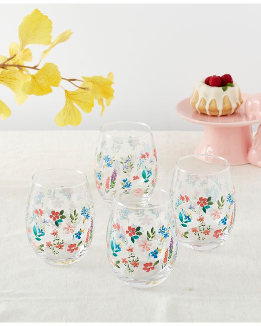 Tabletops Gallery Spring Bliss Stemless Wine Glasses Set of 4